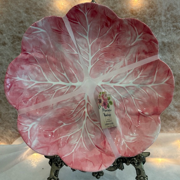 Primrose Vintage Other - Primrose Vintage Melamine Dinner Plates Pink Cabbage Leaf  11" Set of 4 New